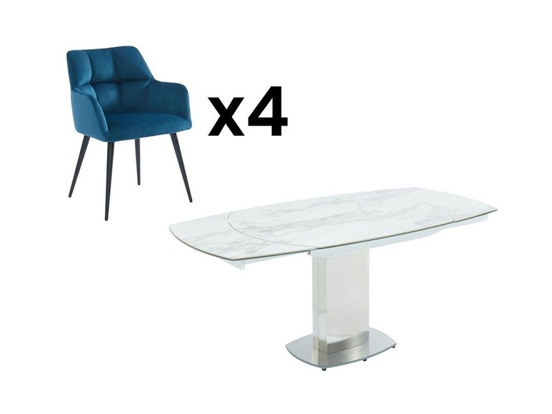 Sparset Esstisch Talicia + 4 Stühle Pega Unisex Weiss ONE SIZE