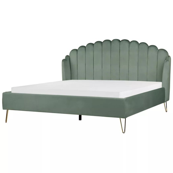 Bett mit Lattenrost aus Samtstoff Retro AMBILLOU Bett mit Lattenrost aus Samtstoff Retro AMBILLOU