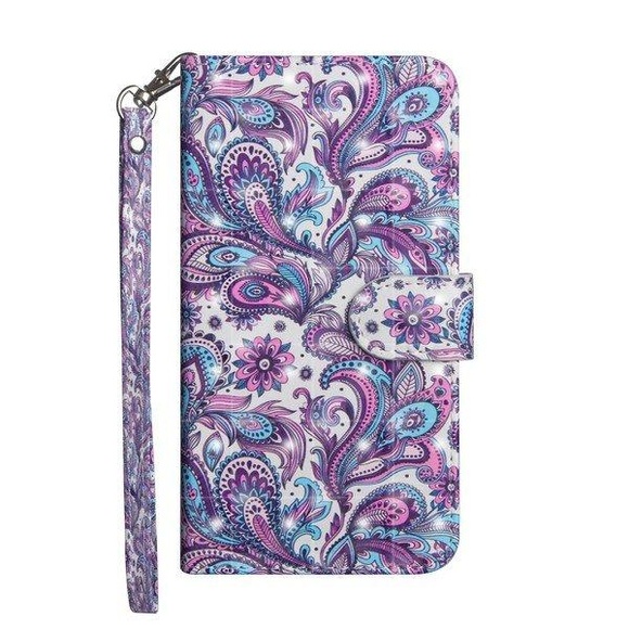 iPhone 11 Pro - Etui Ledertasche Paisley Glitzer Effekt