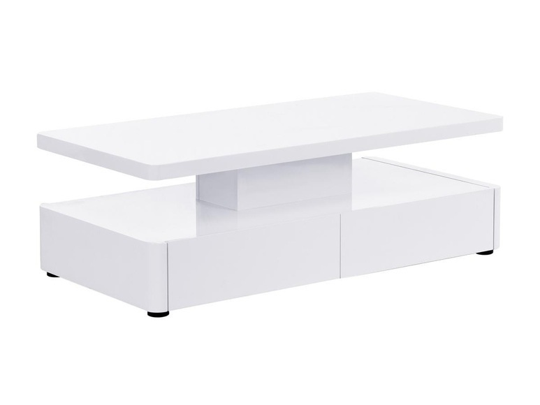 Couchtisch Mit 2 Schubladen & Led-beleuchtung Aus Mdf - Weiß Lackiert - Alyson Unisex Weiss ONE SIZE