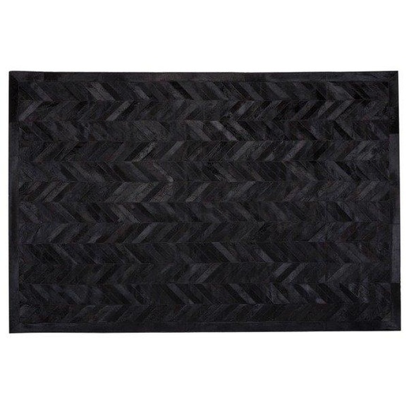 Beliani Teppich Leder schwarz 160 x 230 cm BELEVI