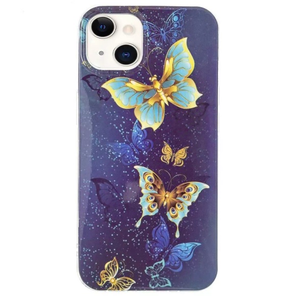 iPhone 15 - Nachtleuchtende Silikon Hülle Schmetterlinge
