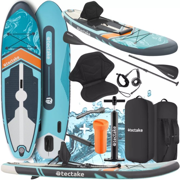 Tectake - Stand-Up Paddle Board Zenon, 2in1 aufblasbar, Komplettset, 173 cm, Türkisblau