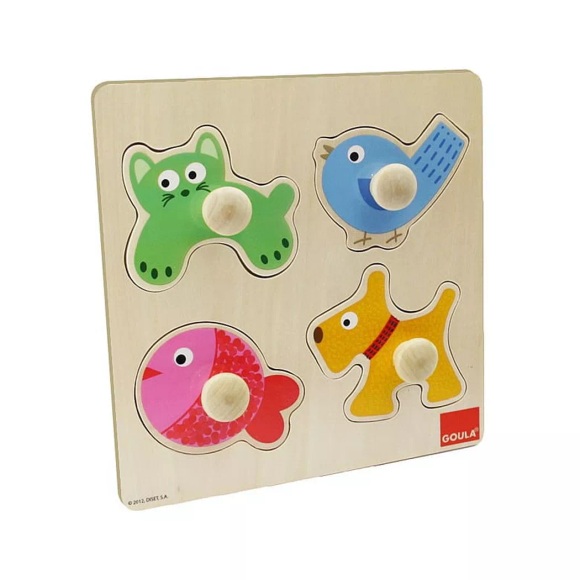 GOULA Holzpuzzle HAUSTIERE 4-teilig in bunt