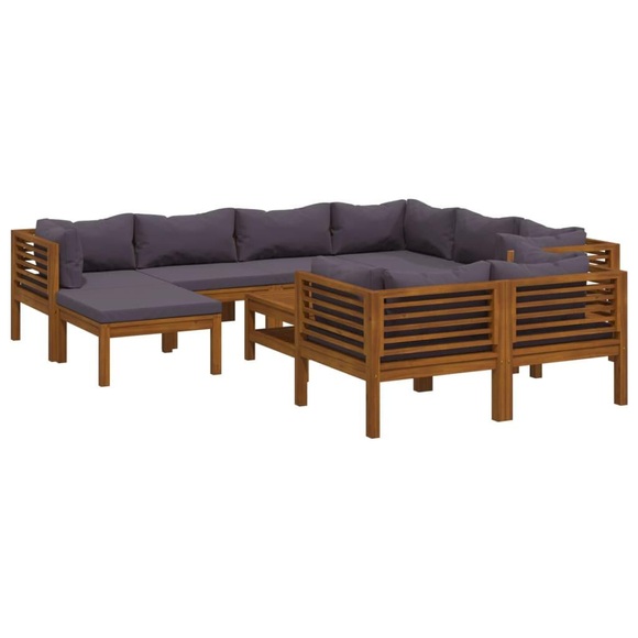 vidaXL 10-tlg. Garten-Lounge-Set mit Auflage Massivholz Akazie