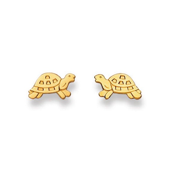 Ohrstecker Schildkröte Gelbgold 750, 6x10mm Damen Gelbgold ONE SIZE