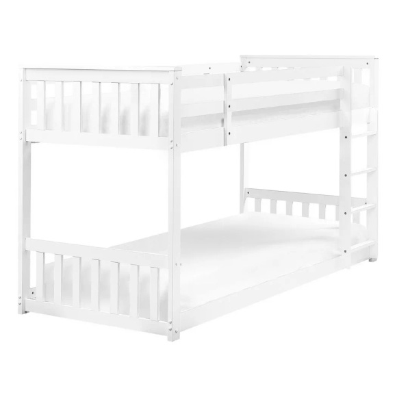 Beliani - Hochbett aus Gummibaumholz Skandinavisch LAZER, 90x200 cm, Weiss Bunt