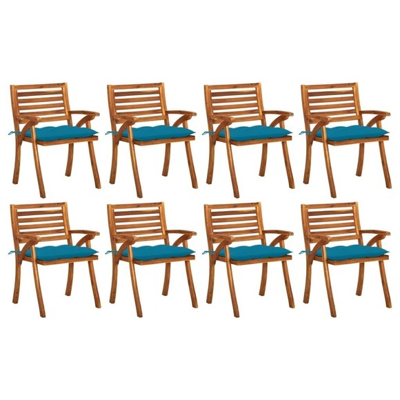 vidaXL Gartenstühle mit Kissen 8 Stk. Massivholz Akazie