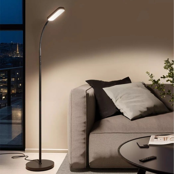 Tectake - Stehlampe Prisma LED, 5 Lichtmodi, 12 W, dimmbar, One Size, Schwarz