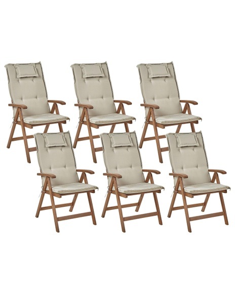 Set mit 6 Stühlen aus Akazienholz Rustikal AMANTEA Set mit 6 Stühlen aus Akazienholz Rustikal AMANTEA