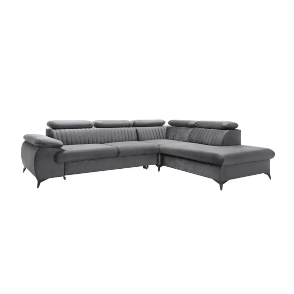 Großes Ecksofa Mit Schlaffunktion - Ecke Rechts - Samt - Anthrazit - Samara Von Pascal Morabito Unisex Anthrazit ONE SIZE
