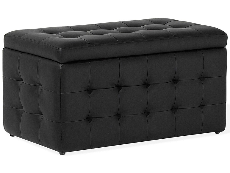 Beliani Hocker mit Deckel Kunstleder schwarz MICHIGAN