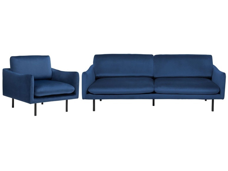 Beliani Sofa Set Samstoff dunkelblau 4-Sitzer VINTERBRO