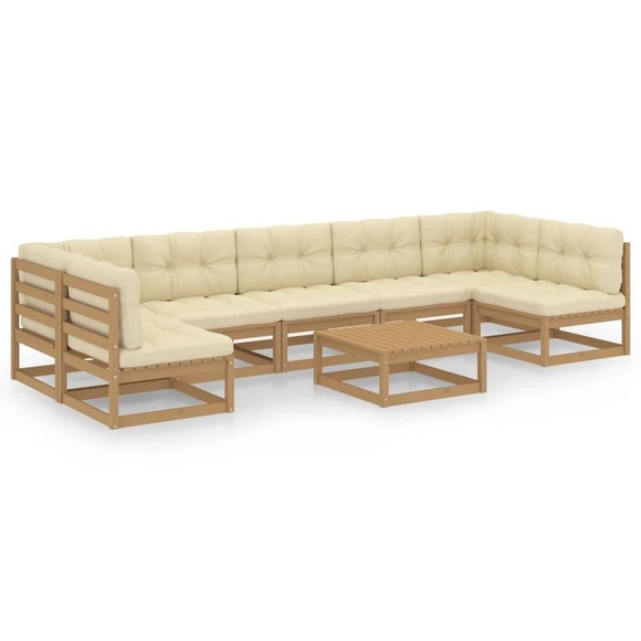 vidaXL 8-tlg. Garten-Lounge-Set Kissen Honigbraun Kiefer Massivholz