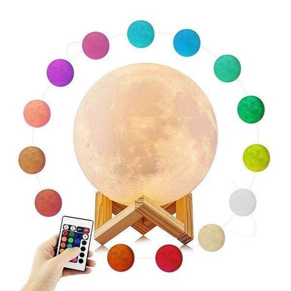 Multicolor Led Mondlampe Dimmbar 3d 15cm Unisex Weiss