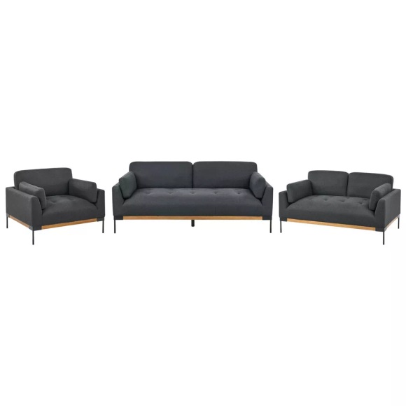 Beliani - Wohnzimmer Set aus Polyester Modern SKAVEN, One Size, Schwarz
