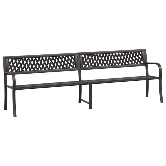 vidaXL Doppel-Gartenbank 246 cm Schwarz Stahl
