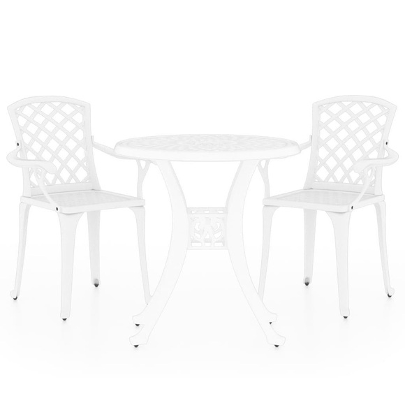 vidaXL 3-tlg. Bistro-Set Aluminiumguss Weiß