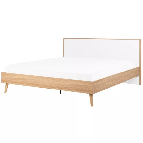 Beliani Bett heller Holzfarbton/weiss 180 x 200 cm SERRIS