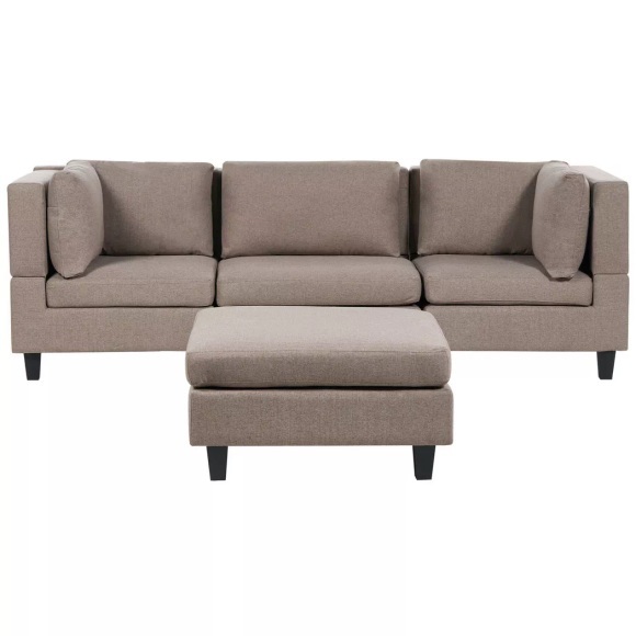Beliani - Sofa mit Ottomane aus Stoff UNSTAD, One Size, Braun Bunt