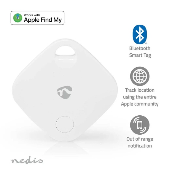 Schlüsselfinder | Kompatibel Mit: Apple Find My App | Batteriebetrieben | 1x Cr2032 | Batterien Enthalten | Bluetooth® Version: 5.1 | Batterielebensdauer Bis Zu: 1 Jahr | Weiß | 1 Stk. Unisex 50X50MM
