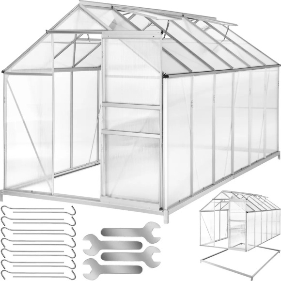 Gewächshaus Aus Aluminium Mit Fundament Unisex Transparent 130 cm