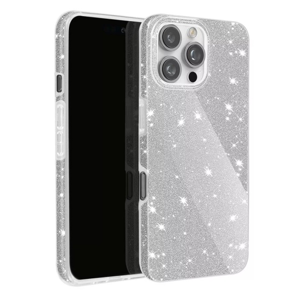 Avizar - Glitter Hülle iPhone 16 Pro Max Silber, Silber