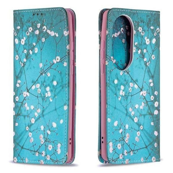 Huawei P50 Pro - Stand Flip Case Hülle Blumen