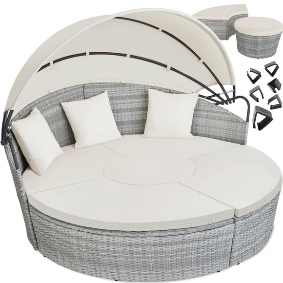 Sonneninsel Rattan mit Aluminiumgestell und Sonnendach Sonneninsel Rattan mit Aluminiumgestell und Sonnendach