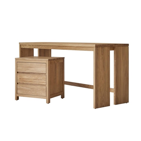 Kinderschreibtisch Aus Massivem Eiche Mit Schubladenmodul Eden Unisex Zimt ONE SIZE
