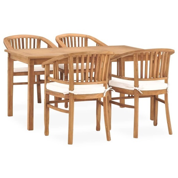 vidaXL 5-tlg. Garten-Essgruppe mit Kissen Massivholz Teak