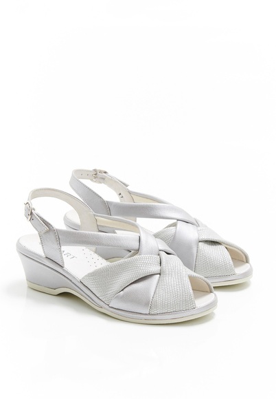 Ledersandalen, Standardmodell. Damen Silber 37