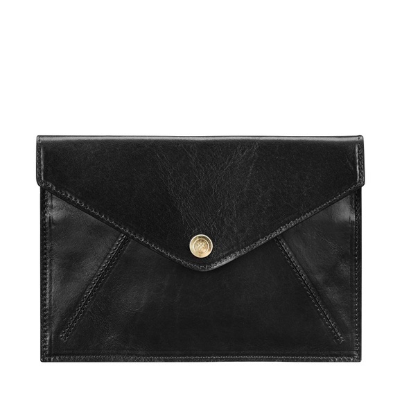 Ortona - Leder Reisemappe In Briefumschlag Optik Damen Schwarz ONE SIZE