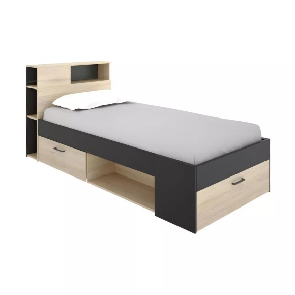 Bett mit Stauraum Schublade Eichefarben LEANDRE Bett mit Stauraum Schublade Eichefarben LEANDRE