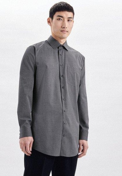 Business Hemd Regular Fit Extra Langer Arm Uni Herren Taubengrau 44