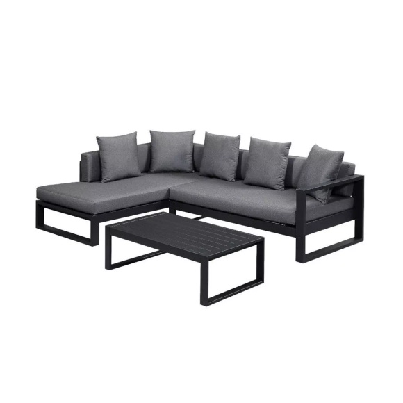 Garten Sitzgruppe Aluminium: Ecksofa + Beistelltisch - Anthrazit - MOLOKAI von MYLIA Garten Sitzgruppe Aluminium: Ecksofa + Beistelltisch - Anthrazit - MOLOKAI von MYLIA