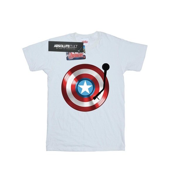 Captain America Drehscheibe Baumwolle Boyfriend Tshirt Damen Weiss XXL