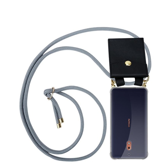 Handy Kette für Nokia 2,1 Silikon mit Gold Ringen