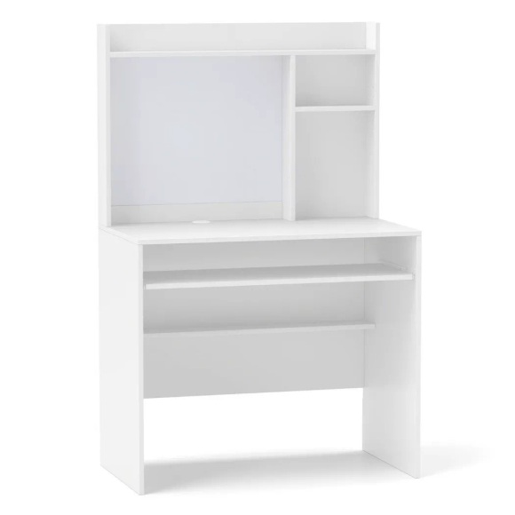 Northio - Computertisch mit Magnetischer Pinnwand Home Office Schreibtisch Modern PC Tisch Weiß, One Size