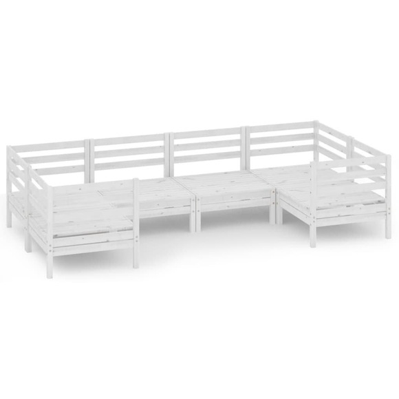 vidaXL 6-tlg. Garten-Lounge-Set Weiß Massivholz Kiefer