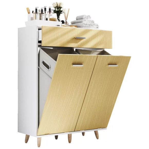 Stoff Wäscheschrank Wäschetruhe Wäschebox Wäschekorb Stoffbox Wäsche Landos M Unisex Weiss 79 CM