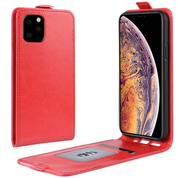 iPhone 11 Pro Max - Klassisches Leder Flip Case vertikal