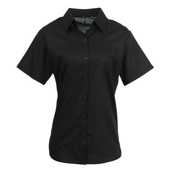 Oxfordbluse Bluse Arbeitshemd, Kurzärmlig Damen Schwarz 50