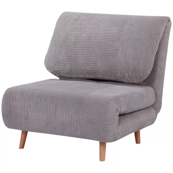 Northio - 2-In-1 Schlafsofa Schlafsessel Verstellbar Klappmatratze Gästebett Klappbett Cord-Optik Für Schlafzimmer Und Wohnzimmer Polyester Hellgrau, One Size