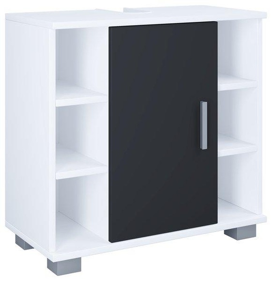 MID.YOU Waschbeckenunterschrank 60/57,7/30,4 cm , Zalo M , Schwarz, Weiss , Kunststoff , 60x57.7x30.4 cm , melaminharzbeschichtet,Nachbildung , 000657021202