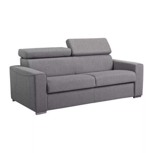 LINEA SOFA - Schlafsofa 3Sitzer Stoff VIZIR Liegefläche mit Lattenrost 1Matratzen, One Size, Grau