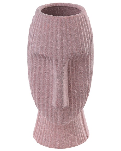 Beliani Blumenvase Keramik rosa 24 cm PALLINI Vase