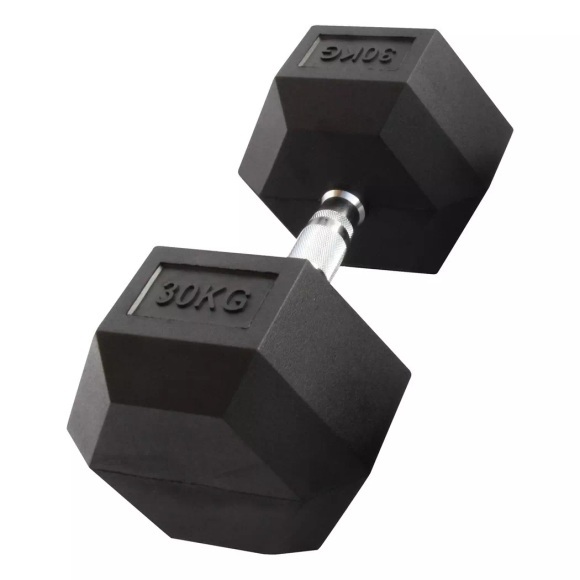 Sechseckige Hantel Aus Gummi | Mehrere Gewichte Unisex Schwarz 30KG
