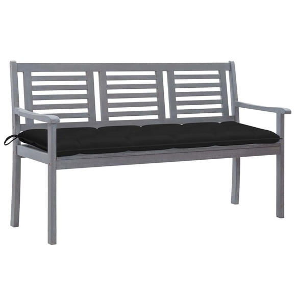 vidaXL 3-Sitzer-Gartenbank mit Auflage 150 cm Grau Eukalyptusholz