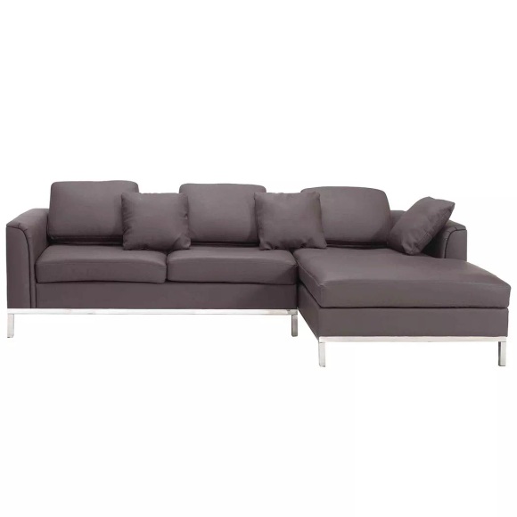 Beliani Ecksofa Leder braun linksseitig OSLO